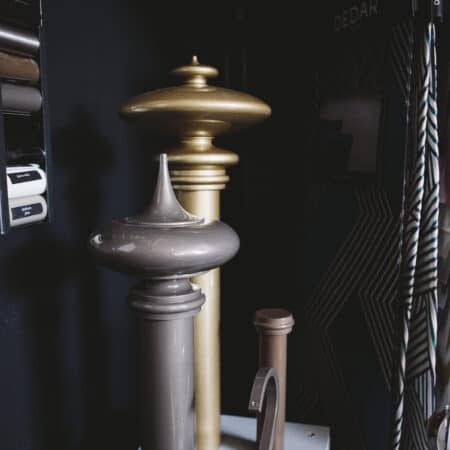 gold and grey curtain poles