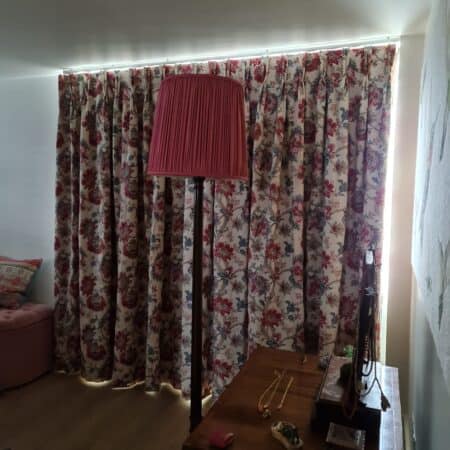White curtains with pink with light shade