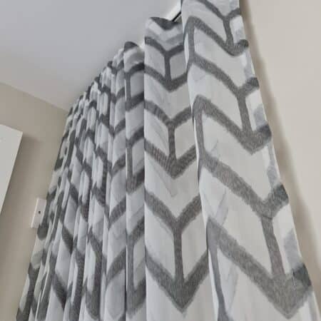 White and Grey patterned Curtains