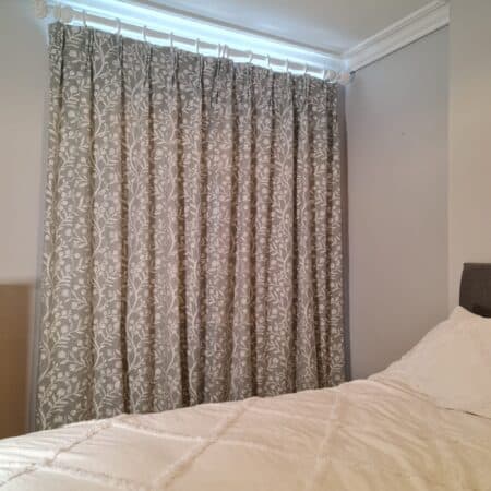 Cream and grey patterned curtains