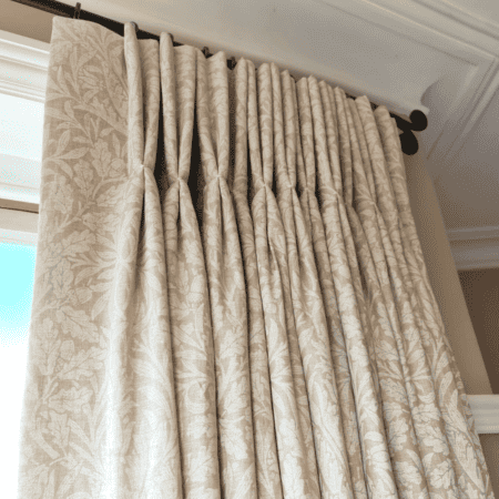 Neutral cream pleated curtains made by the boys that sew