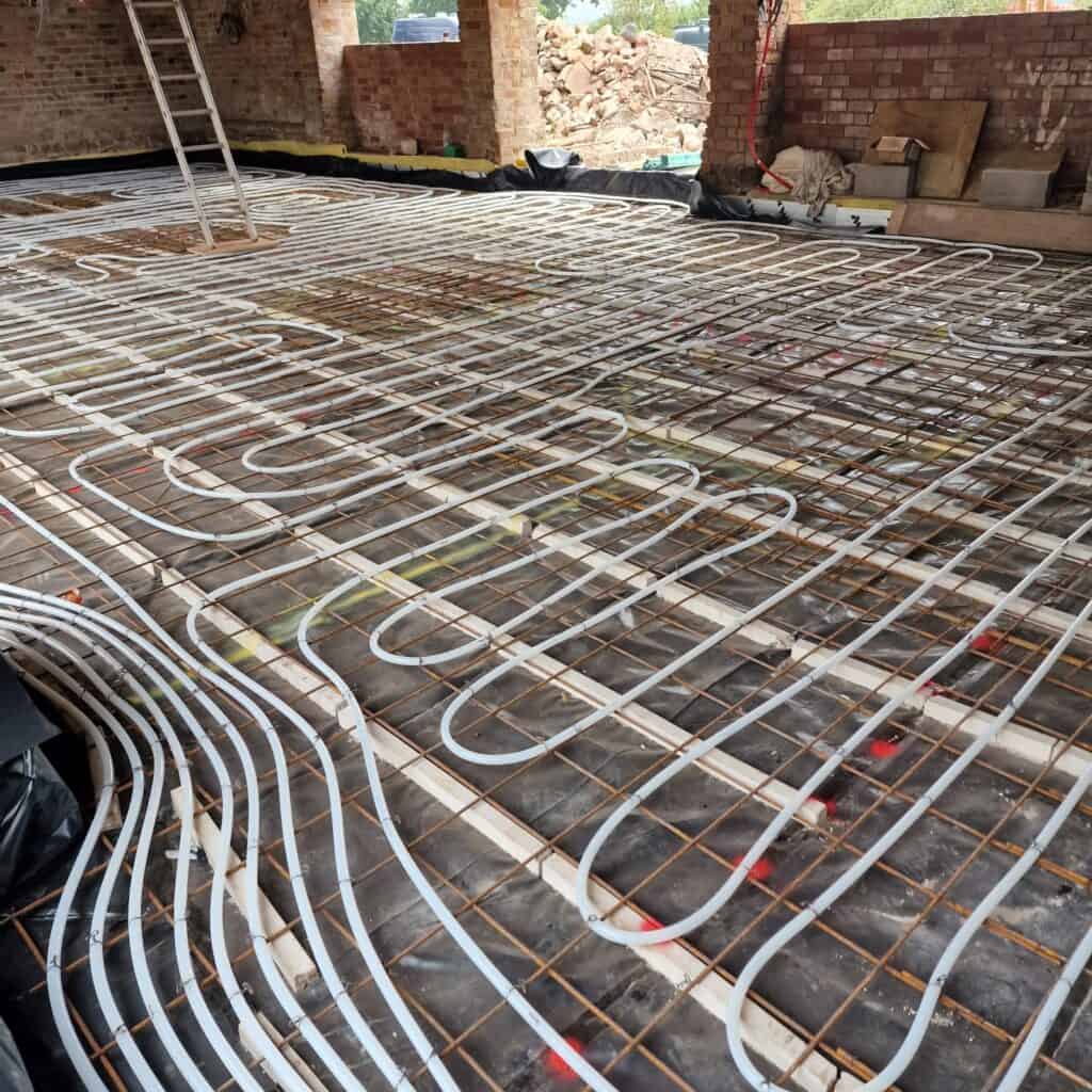 Under floor heating laid for he new workshop